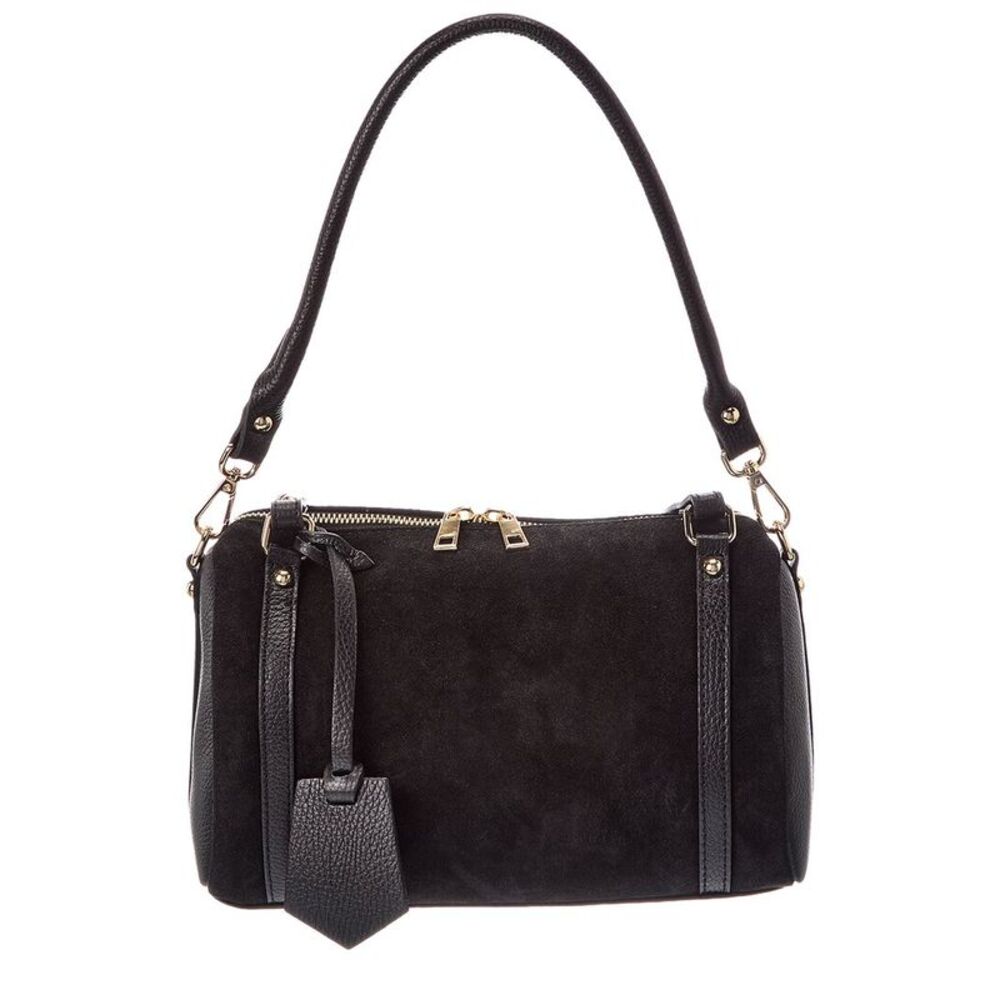Italian Leather Noor Leather Bowling Bag, Black